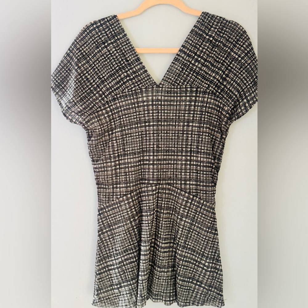 New York & Company Black and White Checkered Blouse